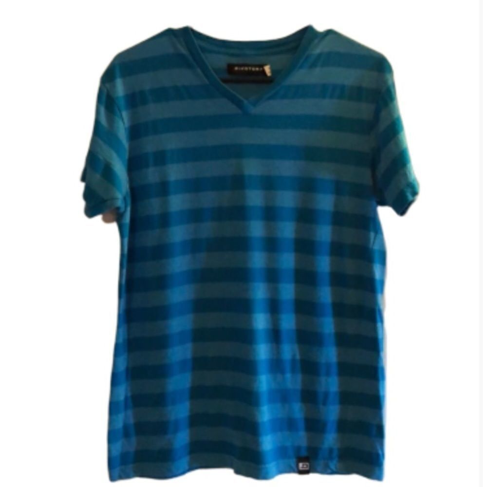 Dikotomy Striped Short Sleeve V Neck Shirt Size M